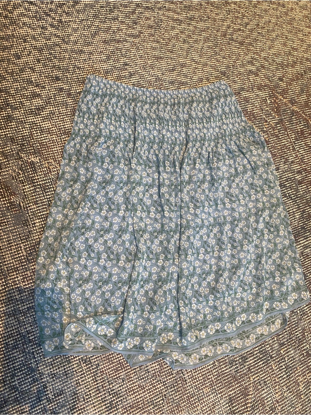 Blue Floral Tiered Skirt